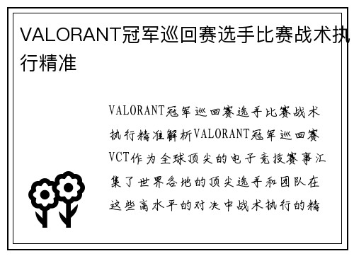 VALORANT冠军巡回赛选手比赛战术执行精准